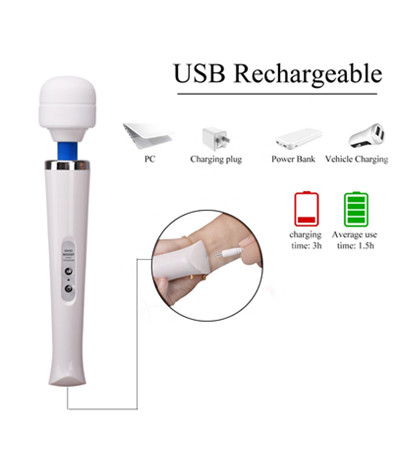 10 Speeds Rechargeable Powerful Vibration Wand Mas
