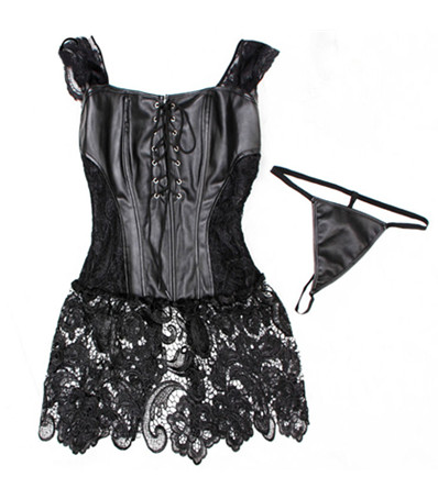 Newest Robe Perspective Lace Sleepwear With Leathe