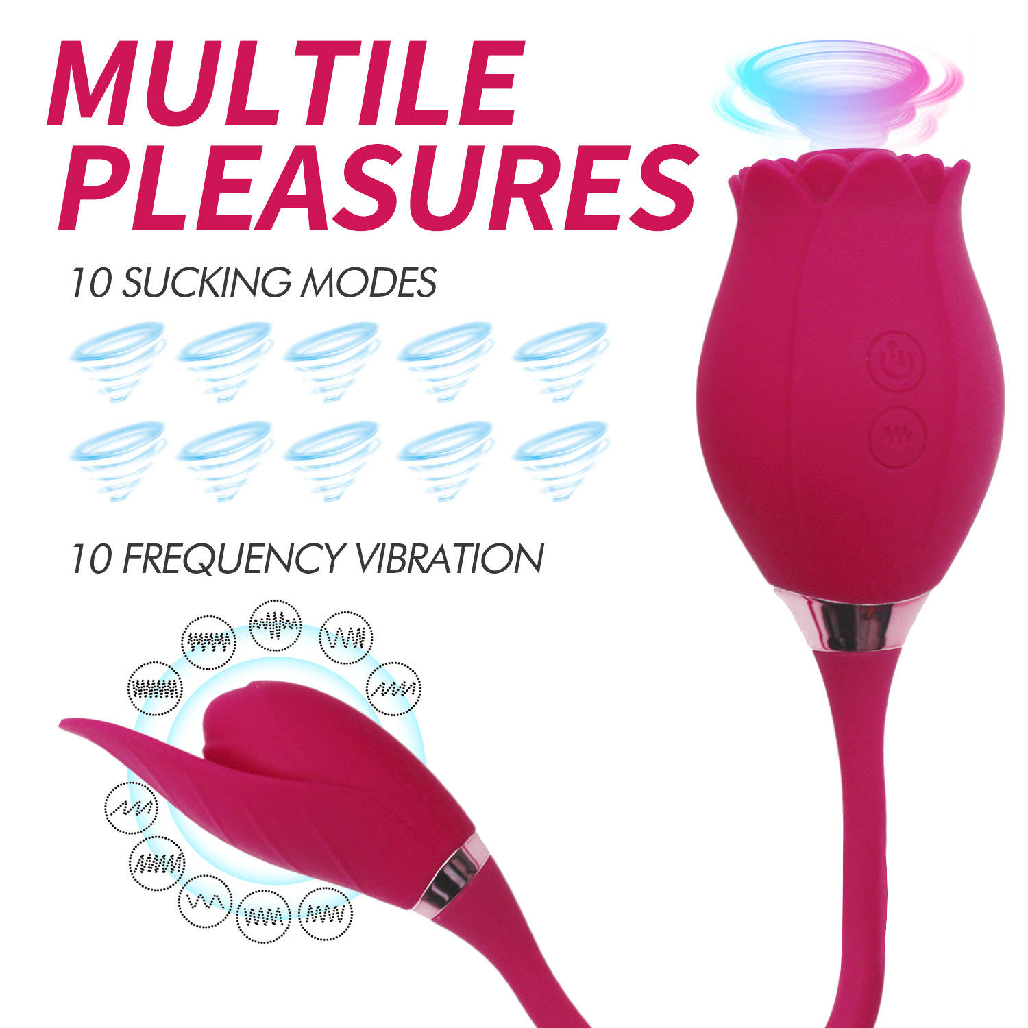 Silicone Rose Shaped Sex Toys Clitoral Sucking Vib