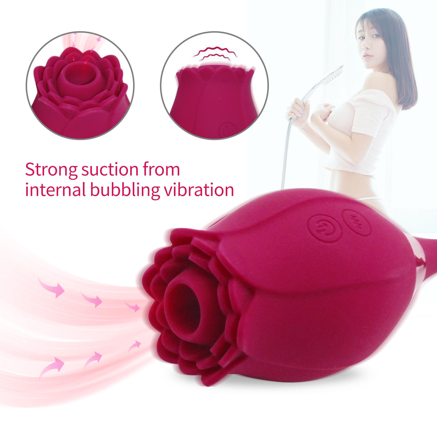 Silicone Rose Shaped Sex Toys Clitoral Sucking Vib